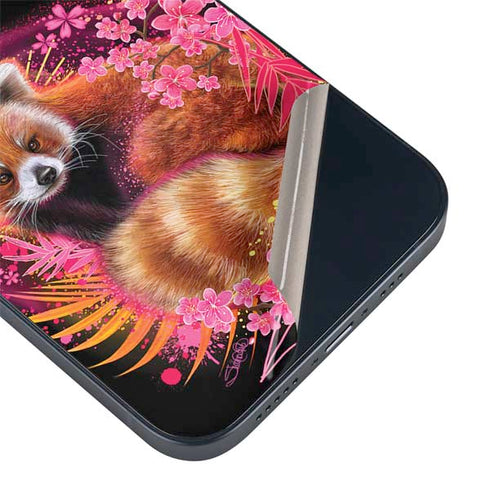 Red Panda with Flowers by Sheena Pike iPhone 14 Plus Skin